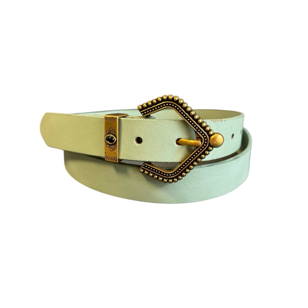Treasure & Bond Sienna Western Leather Belt Sea Green Gold Tone Buckle‎ XL